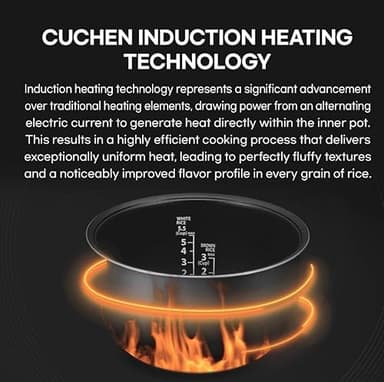 CUCHEN CRH-TWS1010PWUS, Full Stainless Inner Pot, Induction Heating Dual Pressure Rice Cooker,10 Person, 10-cup, 2.28 Quarts (uncooked), 20-cup, 4.56 Quarts (cooked), Dual Pressure Low and Hi, Auto Steam Clean, Slow Cooker, Steam Cooker - Image 4