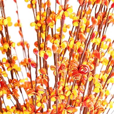 Htmeing 10 pcs 29.5 Inch Artificial Jasmine Flowers Faux Branches for Home Rome Wedding Decoration (Orange) - Image 3