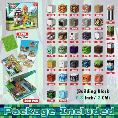 200PCS Magnetic Blocks - Magnet Blocks with 6 Baseplate,Magnetic Building Blocks for Kid Ages 3 4 5 6 7 8, Stacking Magnets for 3-8 Kids, Birthday Gifts for 3-10 Year Old Boys Girls, STEM Learning Toy - Image 3