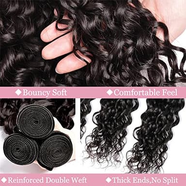 Deep Wave Human Hair Bundles, 18 20 22 Inch, 100% Unprocessed Brazilian Virgin Hair, Deep Curly, Natural Black, Wet And Wavy Bundles - 3 Pack, Style Keep Texture Silky Soft, Hair Extension - Image 2