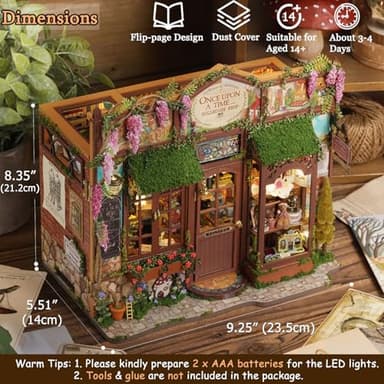 TuKIIE DIY Miniature House Kit with Furniture, 1:24 Scale Creative Room Opened & Closed Wooden Dollhouse Book Nook Plus Dust Proof for Kids Teens Adults(Dollhouse Shop) - Image 4