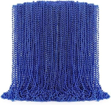 100PCS Mardi Gras Beads Necklace, Blue Bead Necklaces Stuff Bulk, 33" Christmas Necklace Party Supplies, Festival Parade Throw Accessories for Wedding Birthday Pirate Theme Party Decor - Image 3