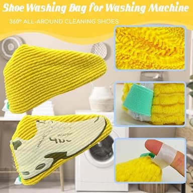 Shoes Washing Bag for Washing Machine, Reusable Laundry Shoe Bag For Washer And Dryer, Shoe Cleaning Washing Bag for All Shoe Types And Sizes (4 PCS - Yellow) - Image 2