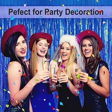EUFARS Blue Foil Fringe Curtain- 4 Pack of 3.2x8.2ft Blue Streamers Backdrop Curtains for Party Decorations - Image 4