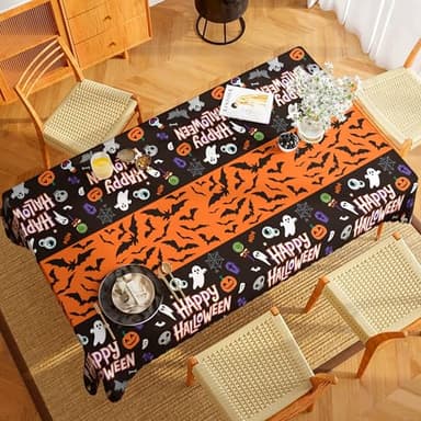 OHOME Halloween Decorations - 2 Pack Plastic Tablecloth for Halloween Party Decorations | Skeletons Bats Ghosts Pumpkin Table Decor for Outdoor Indoor Party Favors Supplies Backdrop Banner - Image 6