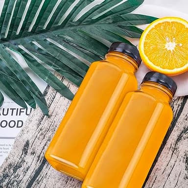 Plastic Juice Bottles with Caps 12Pcs -12oz Reusable Juice Containers with Tamper Proof Lids Black - Clear Bottles for Juicing Milk Smoothie Drinking and Other Beverages Christmas Gifts - Image 5