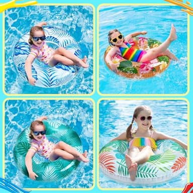 90shine 7PCS Luau Pool Floats: Hawaiian Swimming Rings with 13.5" Beach Balls - Inflatable Tubes Floaties Toys for Kids Adults - Image 4