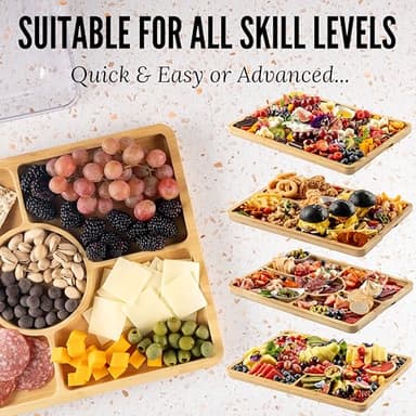 Cover&Board 2-in-1 Charcuterie Board with Lid, Large 12x16 Bamboo Cutting Board and Wooden Tray with 5 Compartments and Clear Cover, Charcuterie and Cheese Server for Entertaining and Travel, Gift Box - Image 2