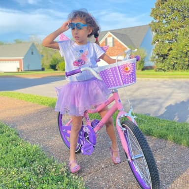 JOYSTAR Paris Girls Bike for Ages 3-8 Years Old, 14 16 18 Inch Kids Bike with Training Wheels, Basket and Handbrake, Multiple Colors - Image 4