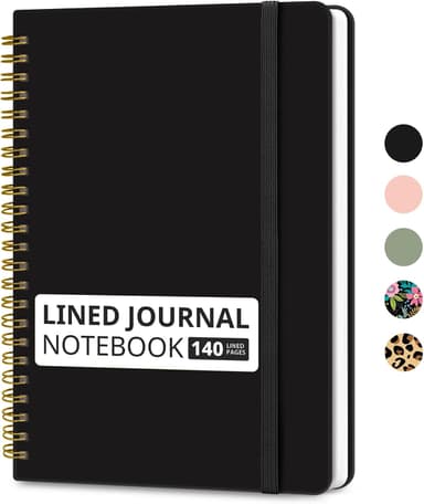 Taja Lined Spiral Journal Notebook for Women & Men, 140 Pages, College Ruled Hardcover Notebook for Work & Note Taking, Journals for Writing, A5(5.7" x 7.9") - Black - Image 2