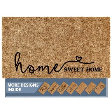 Barnyard Designs Doormat Welcome Mat for Outdoors, Large Front Door Entrance Mat, 30x17, Brown (Home Sweet Home Script) - Image 1