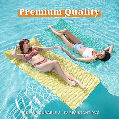Sloosh Inflatable Pool Floats Raft,Floating Lounge for Adults,64x32 inch Swimming Mat Pool Mattress with Headrest,3 Pack Float Air Mat for Summer Water Beach Fun(Blue/Pink/Yellow) - Image 5