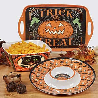 Certified International Scaredy Cat 6" Canape/Luncheon Plates, Assorted Designs, Multicolor, Medium, Set of 4 - Image 10