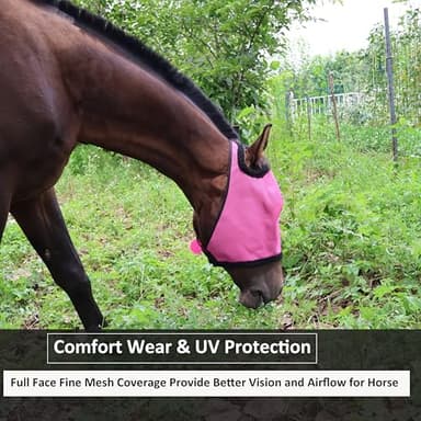 KZWT Horse Fly Mask, with UV Protection Horse Fly Mask, Full Face Fine Mesh Coverage Provide Better Vision and Airflow for Horse - Image 4