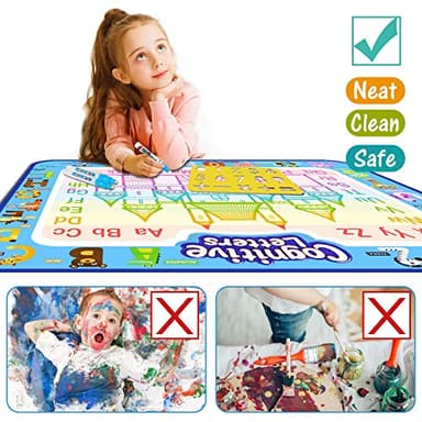 Jasonwell Aqua Water Doodle Mat 40 X 32 Inches Large Magic Drawing Doodling Mat Coloring Mat Educational Toys Christmas Birthday Gifts for Kids Toddler Boys Girls Age 2 3 4 5 6 7 8 Year Old (Alphabet) - Image 7