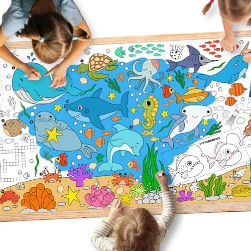 Gatherfun Under The Sea Party Giant Coloring Poster - 31.5x 72 Inches - Versatile Classroom Wall Décor & Birthday Activity - Sea Animal Poster or Table Cover for School Parties and Special Events - Image 1
