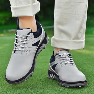 ULTIANT Men's Golf Shoes Fixed Nailless Sole Waterproof Lightweight No-Slip Walking Shoes Size7.5-13(Grey,40) - Image 7