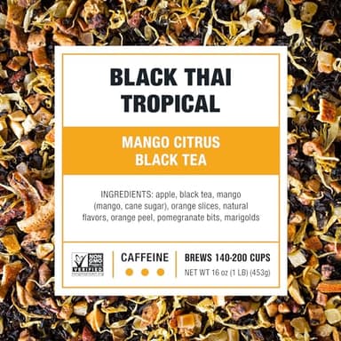 Tiesta Tea - Black Thai Tropical, Loose Leaf, Mango Citrus Black Tea, Premium Blend, Caffeinated, Make Hot or Iced Brews Up to 200 Cups, 16 Ounce Resealable Bulk Pouch - Image 2