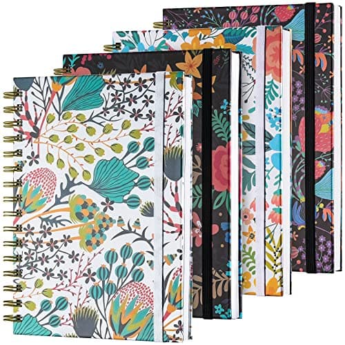 Spiral Notebook, 4 Pack A5 Lined Journal for Women, Hardcover Spiral Journal with 2 Pockets, College Ruled Notebooks, Cute Notebook for Office, School Supplies, Gifts (160 Pages, 6.3" x 8.46") - Image 1