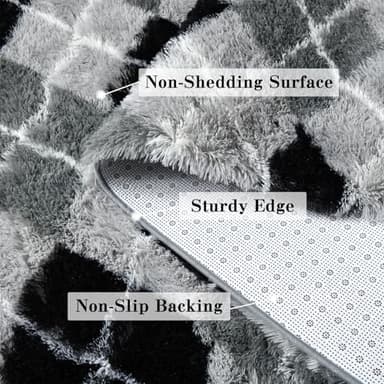 DweIke 5x8 Rugs for Living Room Bedroom, Fluffy Geometric Area Rug, Soft Plush Shaggy Floor Carpet Mat for Nursery Kids Girls Boys Teen Dorm Home Decor Aesthetic, Grey and Black - Image 5