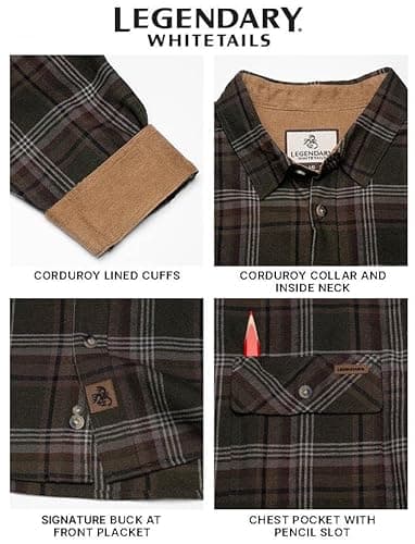Legendary Whitetails Mens Flannel Shirt Long Sleeve Button Down 100% Cotton, Forest Plaid, XL - Image 4