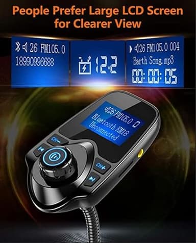 Nulaxy Car Bluetooth FM Transmitter [2024 Upgraded], 1.44" Display Flexible Gooseneck, Handsfree Call Wireless Music Stereo Audio Player Radio Adapter Car Kit USB Phone Charger, TF SD Card AUX-KM18 - Image 8