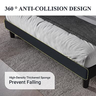 Allewie King Size Bed Frame with Button Tufted Wingback Headboard, Modern Upholstered Bed Frame with Solid Wooden Slats Support - No Box Spring Needed, Easy Assembly, Black - Image 6