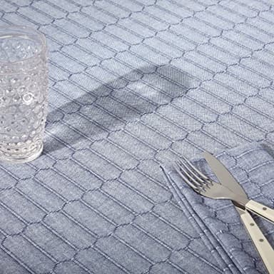 Martha Stewart Honeycomb Modern Farmhouse Tablecloth, Blue, 70" Round - Image 3