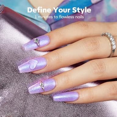 modelones Chameleon Nail Polish Set 6 Colors, Green Glitter Pink Blue Purple Holographic Quick Dry Mini Nail Lacquer Kit Gray Aurora Shimmer DIY Nail Art Manicure Gift For Women Girls - Image 2