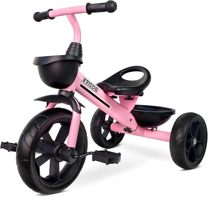 KRIDDO Kids Tricycles Age 24 Month to 4 Years, Toddler Kids Trike for 2.5 to 5 Year Old, Gift Toddler Tricycles for 2-4 Year Olds, Trikes for Toddlers, Sporty Styling, Pink - Image 1
