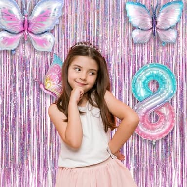 Pink Tinsel Curtain Party Backdrop - GREATRIL Foil Fringe Curtain Lilac Pink Party Streamers for Birthday Girl Princess Bachelorette Euphoria Taylor Themed Party Decorations - 2 Packs - Image 5