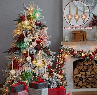 Gold Christmas Bubble Lights Set, 11Ft Vintage Christmas String Lights with 8 Golden Bubble Lights (1 Spare) C7/E12 Base, UL Listed for Indoor Outdoor Holiday Tree Fireplace Window Party Decorations - Image 6