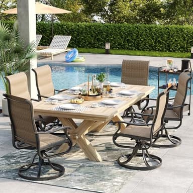 VONZOY Patio Swivel Chairs Set of 2, Outdoor Dining Chairs with High Back, All-Weather Swivel Rocker Chair for Lawn, Porch or Garden (Padded Brown) - Image 8