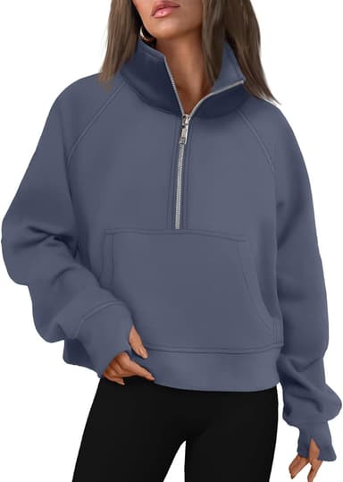 AUTOMET Womens Sweatshirts Half Zip Cropped Pullover Fleece Quarter Zipper Hoodies 2025 Fall Fashion Outfits Clothes - Image 2
