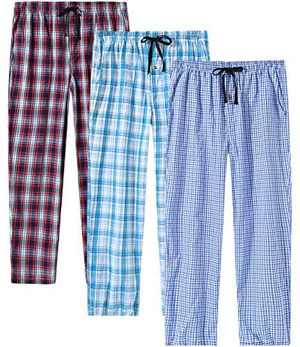 MoFiz Men's Pajama Bottom Pants Cotton Plaid Slpeepwear Loungewear Pants House Wear 3-Pack Size M - Image 1