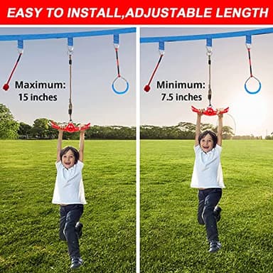 Ninja-Twister Swing Spins Set: Slackline Attachments - 360° Handle Twist-Spin Flips Toy Activate Ninja Powers Warrior Accessories Kids Hang Toys for Playground Backyard, Red - Image 4
