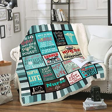 Nurse Gifts Soft Warm Nurse Gifts for Women Throw Blanket,Gifts for Nurses,Nurses Week Gifts,Soft Fluffy Sherpa Warm Throw Blankets for Bed, Office and Couch (H2,130cm x 150cm(51'' x 59'')) - Image 2