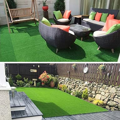 Artificial Grass Turf Lawn-5FTX10FT, 0.7" Indoor Outdoor Garden Lawn Landscape Synthetic Grass Mat Fake Grass Rug - Image 6