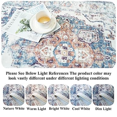 10x14 Washable Vintage Area Rug: Indoor Extra Large Rugs for Living Room Soft Stain Resistant Carpet with Non-Slip Backing Thin Accent Low Pile Print Floor Mat for Bedroom Dining Room(10x14 Brick) - Image 4