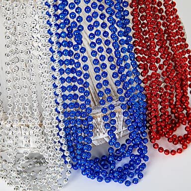 4th of July Accessories, 144PCS Independence Day Bead Necklaces, Metallic Patriotic Red Blue White Necklace, 4th of July Necklace for Memorial Day Patriotic Parades Party Favors Supplies - Image 5