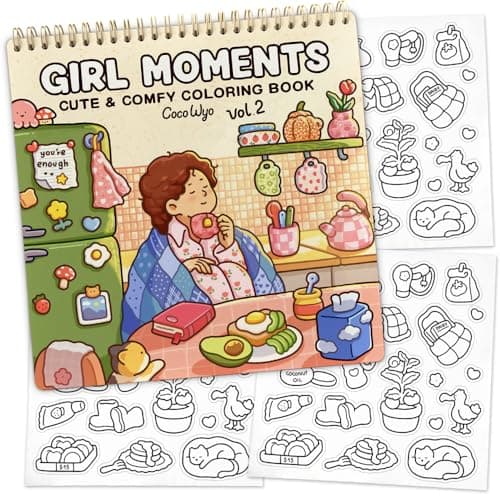 Girl Moments Vol. 2 - Coloring Book (Spiral Bound) & Sticker Set for Adults & Teens - Image 1