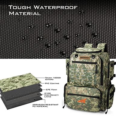 KastKing Bait Boss Fishing Tackle Backpack with Rod Holders-4 Tackle Boxes-Rain Cover,43L Large Storage for Fishing Gear, Dark Green Camouflage - Image 4