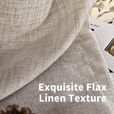 YoungsTex Natural Linen Curtains 90 Inches Long for Living Room Back Tab Textured Light Filtering Window Drapes with Ring Clips for Bedroom Dining Room, 52 X 90 Inch, 2 Panels - Image 4