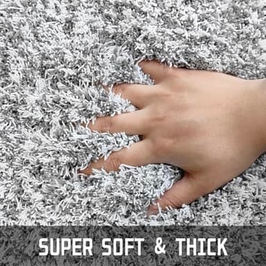 Yimobra Bathroom Rugs Non Slip Washable 32x20, Ultra Soft and Water Absorbent Bath Mats, Plush Fluffy Shower Mat Outside, Microfiber Thick Matts for Bathroom Floor/Tub, Light Gray and White - Image 5