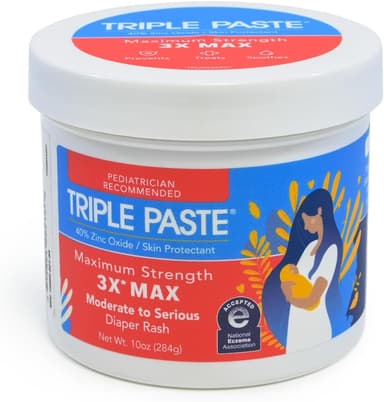 Triple Paste 3X Max Zinc Oxide Diaper Rash Ointment, 10oz Jar – Maximum Strength Diaper Cream for Sensitive Skin - Image 2