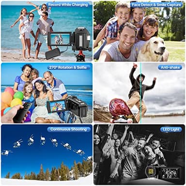 Video Camera Camcorder Digital YouTube Vlogging Camera Recorder FHD 1080P 24.0MP 3.0 Inch 270 Degree Rotation Screen 16X Digital Zoom Camcorder with Microphone,Remote Control and 2 Batteries - Image 6