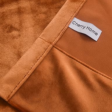 Cherry Home Super Soft Rustic Velvet Pumpkin Orange Blackout Drapes Room Darkening Curtains Panel Grommet Drapery 52 by 120-Inch Caramel Cafe(2 Panels) with Matching Tiebacks - Image 5