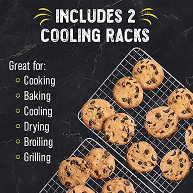 Checkered Chef Cooling Rack for Cooking and Baking - 11 ¾" x 17 Set of 2 Stainless Steel, Oven Safe Grid Wire Cookie Cooling Racks - Image 2