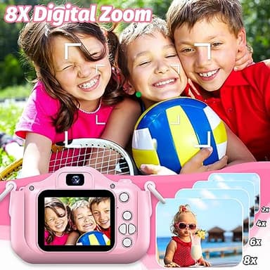 Goopow Kids Selfie Camera Toys for Girls Age 3-9, Digital Video Camera Toy with Protective Cover,Christmas Birthday Festival Gifts for 3-9 Year Old Girls Boys- 32GB SD Card Included (DC-H21-PINK) - Image 6
