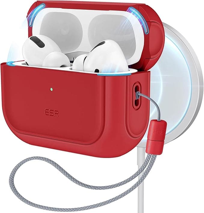 ESR for AirPods Pro 2 Case, Compatible with Airpods Pro Case 2nd / 1st Generation (2023/2022/2019), Compatible with MagSafe, Full Drop Protection Cover with Lanyard, Dark Red - Image 1
